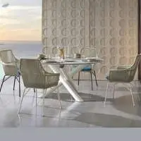 Wicker Cane Chair with Rope Weaved Table