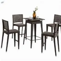 Wicker Cane Bar Table and 4 Bar Chairs- Brown