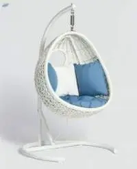 White Hide Wicker Rattan Outdoor Swing