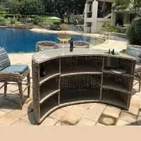 Wicker Bar Chair and Round Table