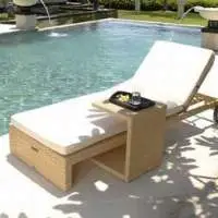 Pool Side Lounger with Arm Rest and Side Table
