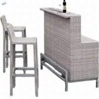 Wicker Counter With 2 Bar Chairs