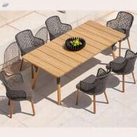 Wicker Wooden Dining Single with Table 6 Chair