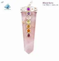 Rose Quartz 7 Chakra Gemstone Sword Pendant