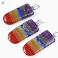 7 Chakra Gemstone Bonded Flat Pendant