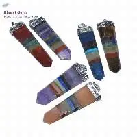7 Chakra Gemstone Bonded Flat Pendant