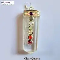 Crystal Quartz 7 Chakra Gemstone Sword Pendant