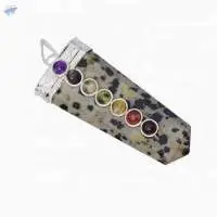 Dalmatian Jasper 7 Chakra Gemstone Sword Pendant