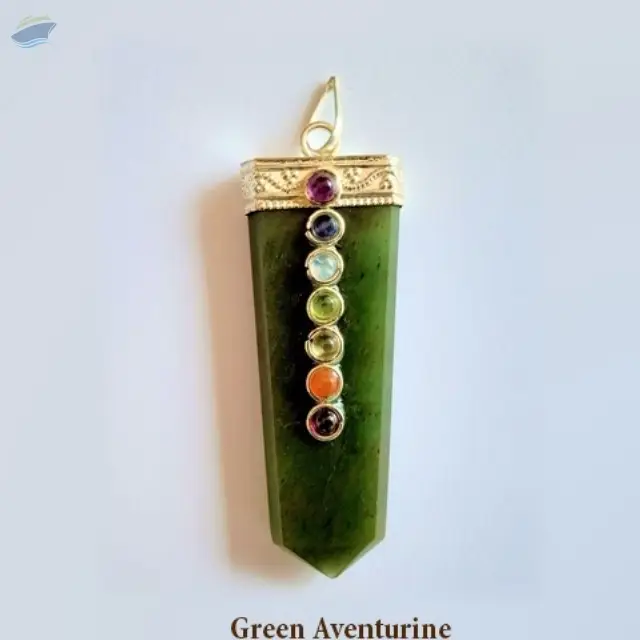 Green Aventurine 7 Chakra Gemstone Sword Pendant