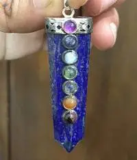 Lapis Lazuli 7 Chakra Gemstone Sword Pendant