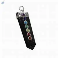 Black Tourmaline 7 Chakra Gemstone Sword Pendant
