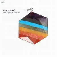 7 Chakra Bonded Gemstone Hexagon Shape Pendant