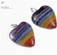 7 Chakra Gemstone Bonded Heart Shape Pendant