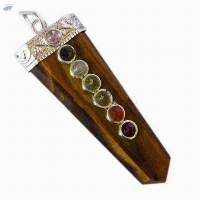 Tiger Eye 7 Chakra Gemstone Sword Pendant