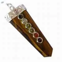 Tiger Eye 7 Chakra Gemstone Sword Pendant