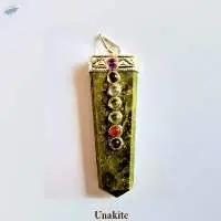Unakite 7 Chakra Gemstone Sword Pendant