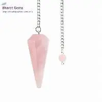 Rose Quartz Gemstone Cone Pendulum Dowsing set