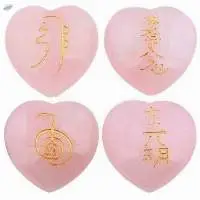 Rose Quartz Gemstone Heart Shape Reiki Usui set