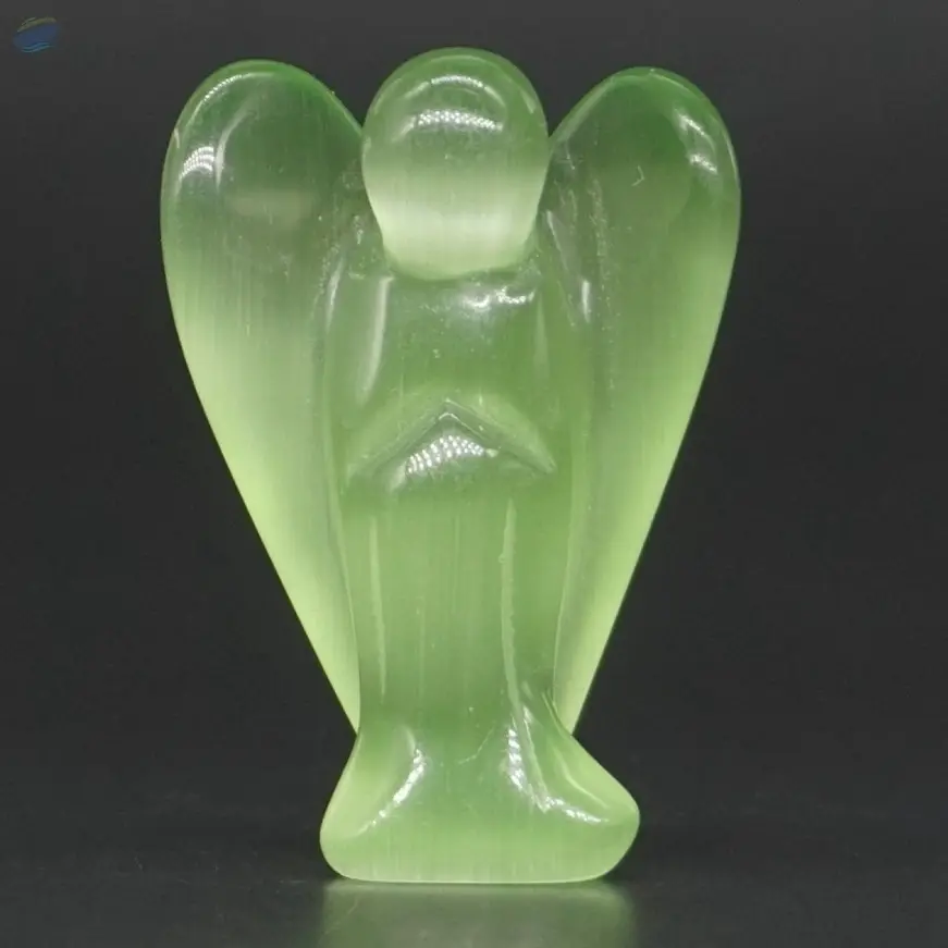Green Selenite Gemstone Fairy Angel Statue