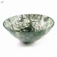 Moss Agate Gemstone Reiki Charging Bowl Set