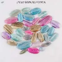 Dyed Banded Onyx Gemstone Plain Cabochons