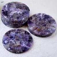 Purple Amethyst Gemstone Round Shape Coaster