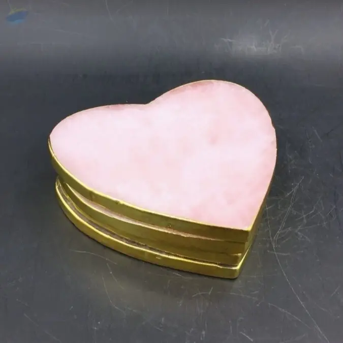 Rose Quartz Gemstone Heart Shape Coaster