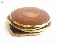 Brown Agate Round Shape Gold Plated Coaster