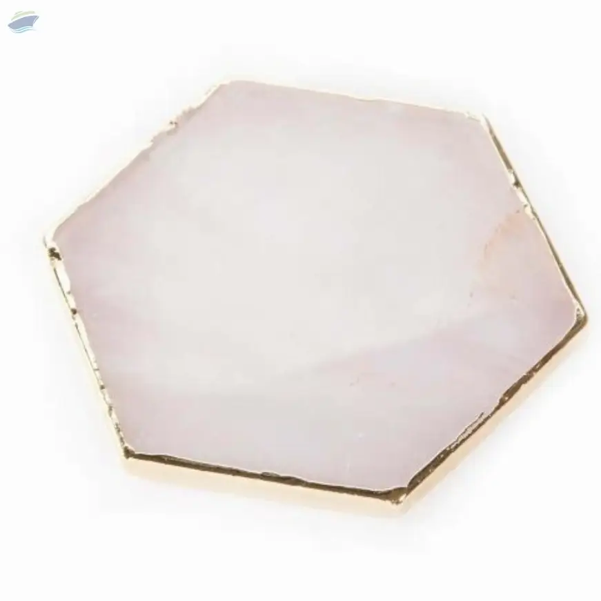 Rose Quartz Gemstone Hexagon Shape Coaster