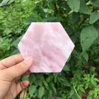 Rose Quartz Gemstone Coaster Hexagon Shape
