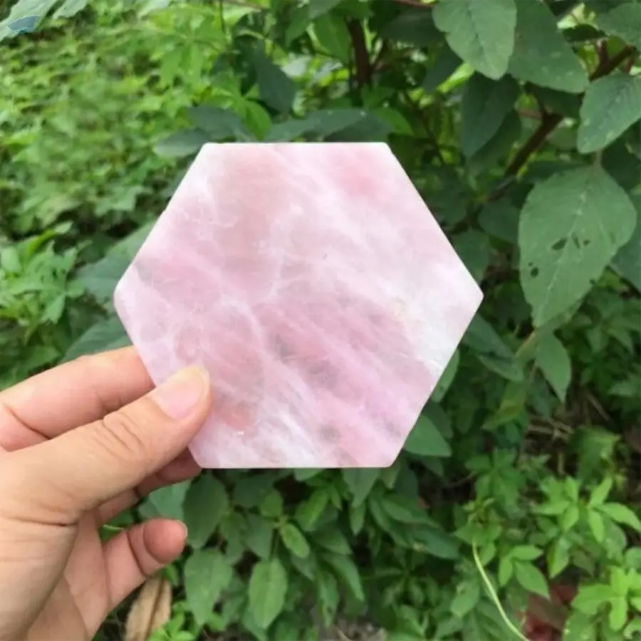 Rose Quartz Gemstone Coaster Hexagon Shape