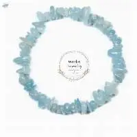 Blue Aquamarine Gemstone Chips Beads Bracelet