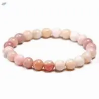 Pink Opal Gemstone Round Beads Bracelet