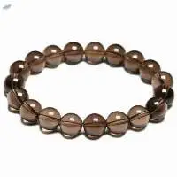Smoky Quartz Gemstone Round Beads Bracelet
