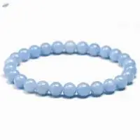 Blue Angelite Gemstone Round Beads Bracelet