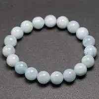 Blue Aquamarine Gemstone Round Beads Bracelet