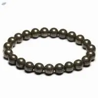 Golden Pyrite Gemstone Round Beads Bracelet