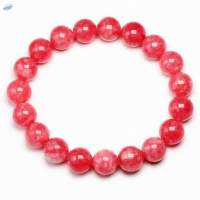 Rhodonite Gemstone Round Beads Bracelet