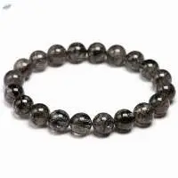 Black Tourmaline Gemstone Round Beads Bracelet