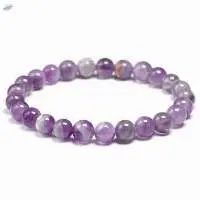Purple Amethyst Gemstone Round Beads Bracelet