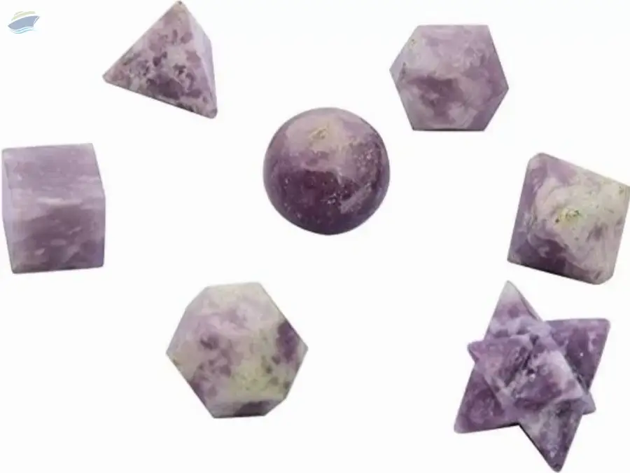 Lepidolite Gemstone Geometry Platonic Set