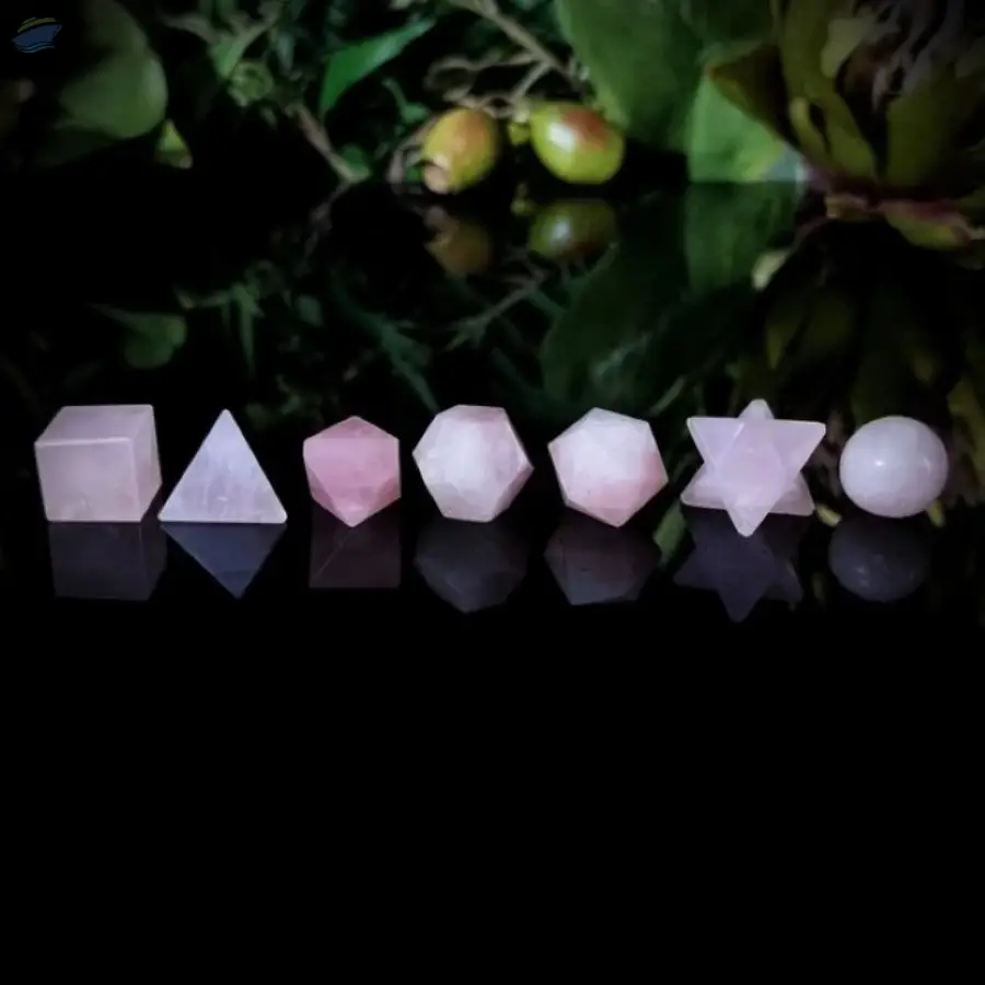 Rose Quartz Gemstone Geometry Platonic Set
