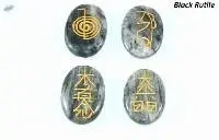 Black Rutile Gemstone Oval Shape Usui Set