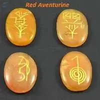 Red Aventurine Gemstone Oval Shape Usui Set