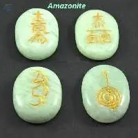 Green Amazonite Gemstone Oval Shape Usui Set