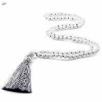 White Onyx Gemstone Rosary Mala 108 Beads