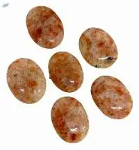 Orange Sunstone Gemstone Oval Shape Palm Stone