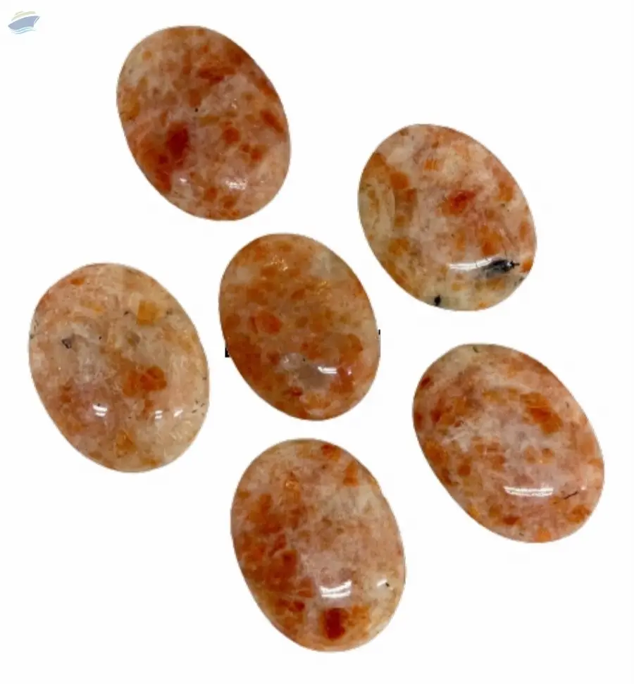 Orange Sunstone Gemstone Oval Shape Palm Stone