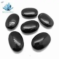 Black Agate Gemstone Oval Shape Palm Stone
