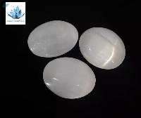 White Selenite Gemstone Oval Shape Palm Stone